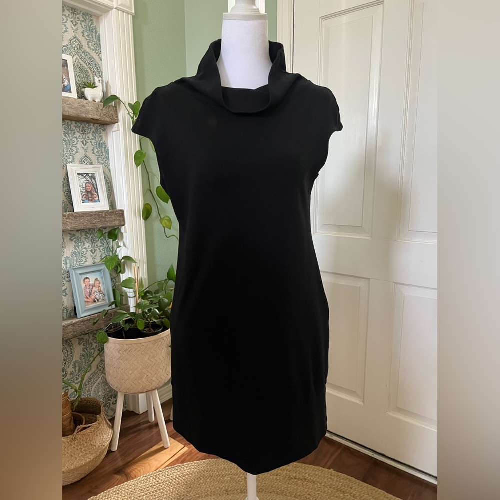 Classic Black Cowl Neck Sheath Dress